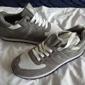 Polo by Ralph Lauren Gray and White Slaton Sneakers Athletic Style